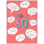 This Is 60 Humorous Birthday Card with Funny Age-Related Quotes on Coral Background