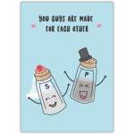 Made for Each Other Cute Salt and Pepper Shakers Couple Greeting Card