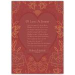 Romantic Love Sonnet Card with Heart and Floral Design for Anniversary or Special Occasion