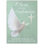 Personalised Confirmation Card Dove and Cross with Blessings on Special Day