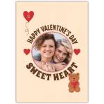 Personalised Happy Valentine's Day Sweetheart Card with Photo and Teddy Bear Design