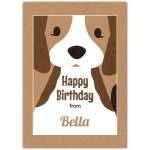 Personalised Happy Birthday Card with Cute Beagle Dog Illustration