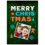 Personalised Merry Christmas Photo Card with Festive Snowflakes and Gingerbread Design