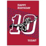10th Birthday Card for Boys with Rugby Player and Star Design