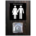 Personalised Engaged Wooden Lock Engagement Greeting Card with Couple Silhouette