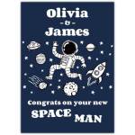 Personalised New Home Card Space Man Congratulations for Olivia and James