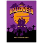 Personalised Happy Halloween Haunted House Graveyard Card