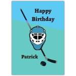 Personalised Ice Hockey Themed Happy Birthday Card with Name Option