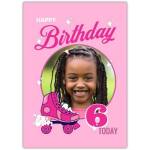 Personalised Happy 6th Birthday Roller Skates Photo Card for Girls
