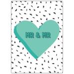 Mr and Mr Wedding or Anniversary Greeting Card with Green Heart Design