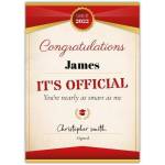 Personalised Graduation Congratulations Card Class of 2022 Humorous Official Certificate Design