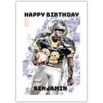 Personalised American Football Player Birthday Card with Name Option