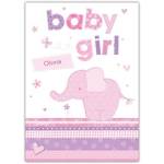 Personalised Baby Girl Newborn Congratulations Card with Pink Elephant Design