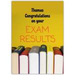 Personalised Congratulations on Exam Results Card with Books Design