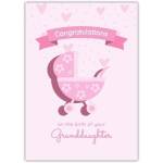 New Baby Pink Pram Greeting Card