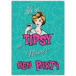 Personalised Hen Party Card Lets Get Tipsy Fun Retro Style Celebration Card