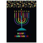 Happy Hanukkah Rainbow Menorah Greeting Card