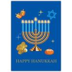 Happy Hanukkah Blue Menorah Greeting Card