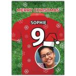Personalised Christmas Football Jersey Card with Photo and Name for Kids and Teens