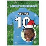 Personalised Football Jersey Christmas Card with Photo and Name Option