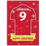 Soccer Jersey Christmas Greeting - Red Happy Christmas Card