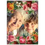 Floral Border Any Photo Greeting Card