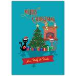 Merry Christmas Cats And Tree Greeting Card