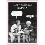 Humorous Personalised Happy Birthday Card with Older Ladies Tea and Biscuits Joke