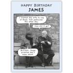 Personalised Humorous Happy Birthday Card for James with Fish Pedicure Joke