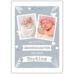 Personalised Beautiful Granddaughter Baptism Card with Photo Frame and Dove Design