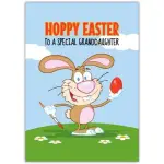 Hoppy Easter Greeting Card for Special Granddaughter with Bunny and Painted Egg Design