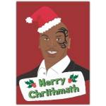 Funny Mike Tyson Christmas Card with Santa Hat and Merry Chrithmath Greeting