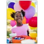 Birthday Greeting Card Featuring Smiling Child with Colourful Balloons and Party Table