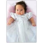 Christening or Baptism Card Featuring Baby in White Gown Suitable for Personalisation