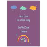 Get Well Soon Personalised Rainbow Clouds Card with Inspirational Quote