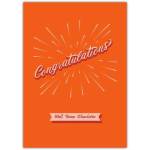Congratulations Card with Personalised Name on Orange Background for Achievements and Success