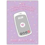 Funny Mother's Day Card for Mum About Not Using an iPhone Purple Confetti Design