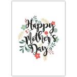Happy Mothers Day Floral Wreath Greeting Card with Personalised Message Option