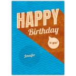 Personalised Happy Birthday Retro Style Card with Name Customisation