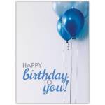 Happy Birthday Card with Blue Balloons Simple Elegant Design