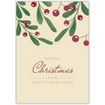 Merry Christmas And New Year Cream Holly Greeting Card