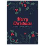 Merry Christmas And New Year Holly Berry Greeting Card