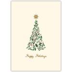 Happy Holidays Green Holly Tree Greeting Card