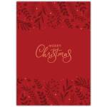 Merry Christmas Red Leaves Greeting Card