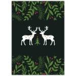 Christmas Raindeer And Holly Greeting Card
