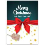 Merry Christmas And New Year Bow Greeting Card