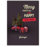 Merry Christmas And New Year Tree Greeting Card