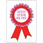 Happy Birthday Fit 50 Rosette Greeting Card