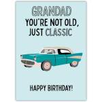 Classic Car Theme Grandad Happy Birthday Card with Humorous Message