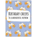 Nephew Birthday Card Cheers and Beers Design with Personalised Message Option